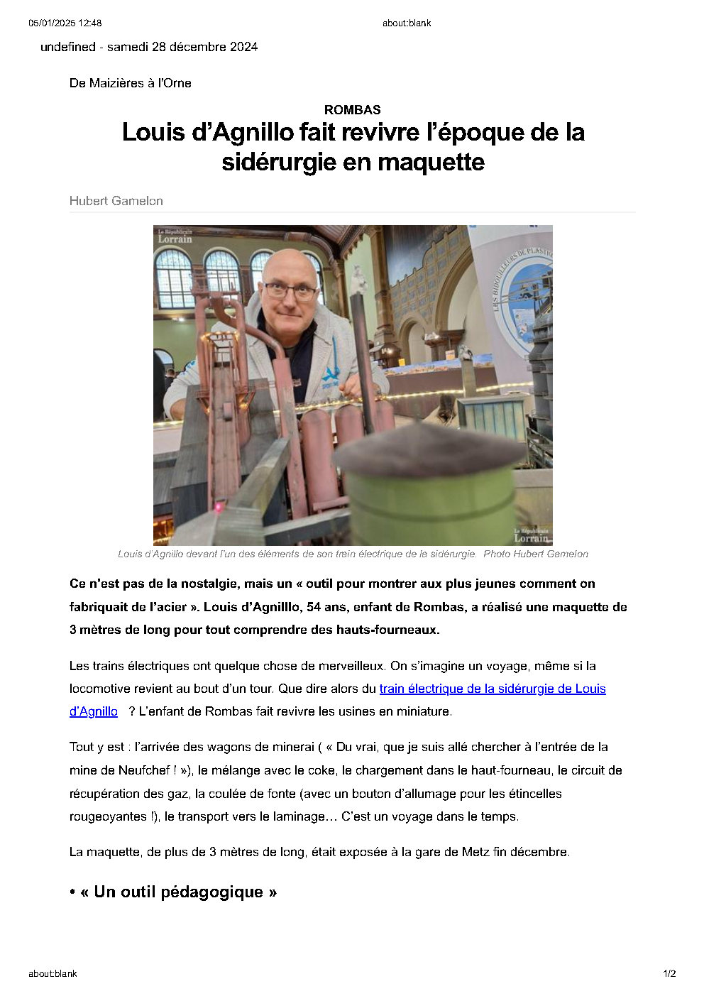 article DAgnillo republicain Lorrain 28 12 2024 Page1